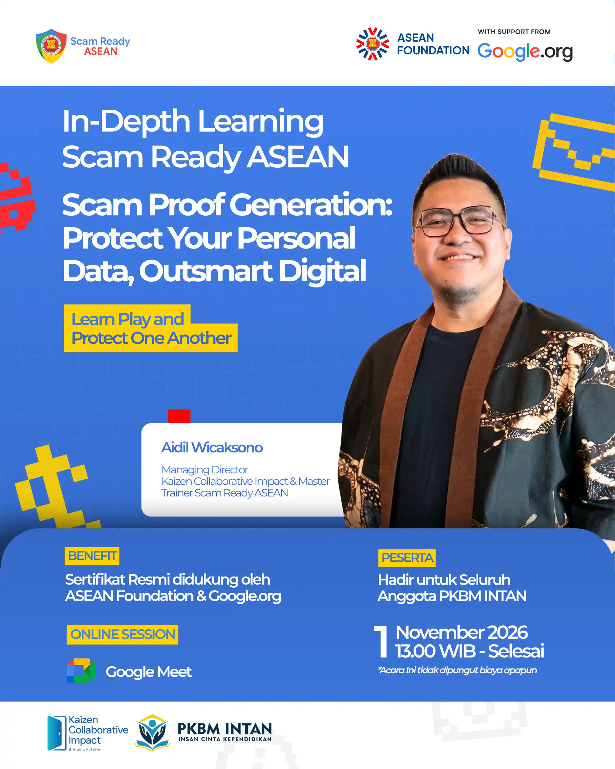 Poster Webinar & Pelatihan : Scam Ready ASEAN
